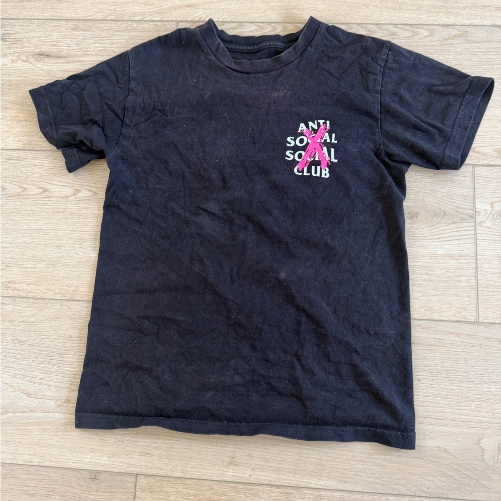 Anti Social Social Club Black Tee with Pink Logo